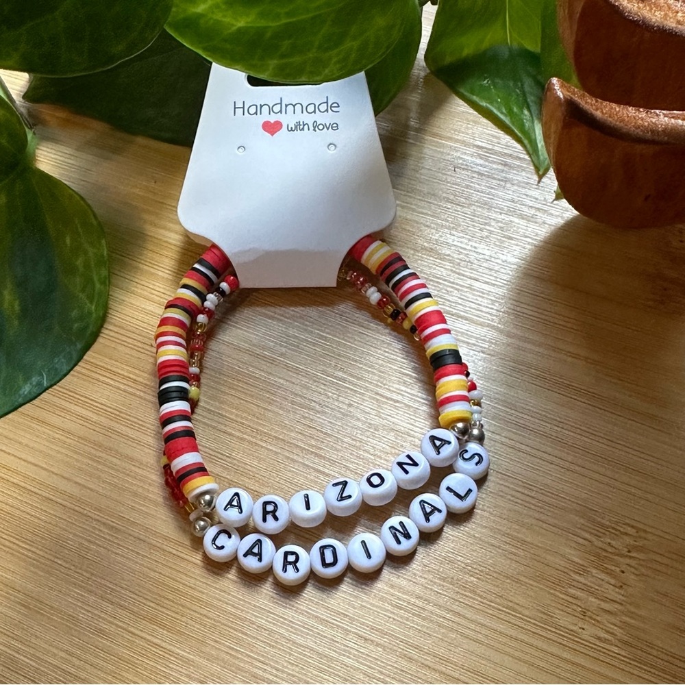 Arizona Cardinals Football Fan Bracelet Set - Flexible Fit - Sports Jewelry